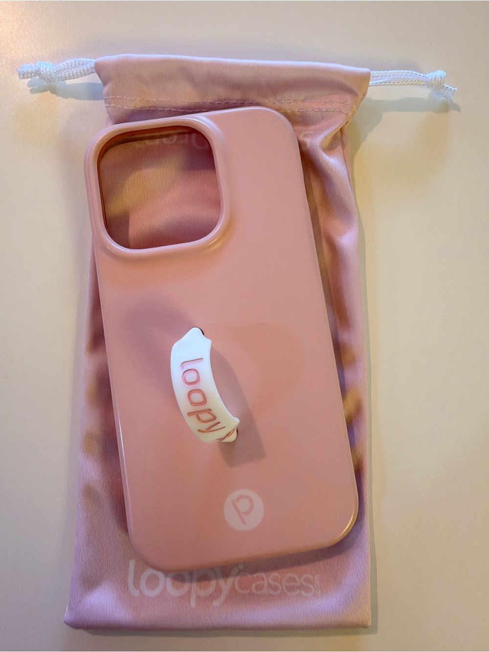 Loopy Case Pink Silicone iPhone Case with White Loopy Grip